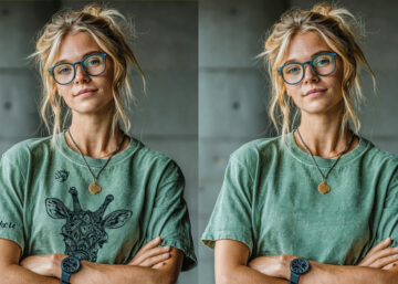 Exemple Qwen Image Edit retouche photo : suppression motif sur t-shirt