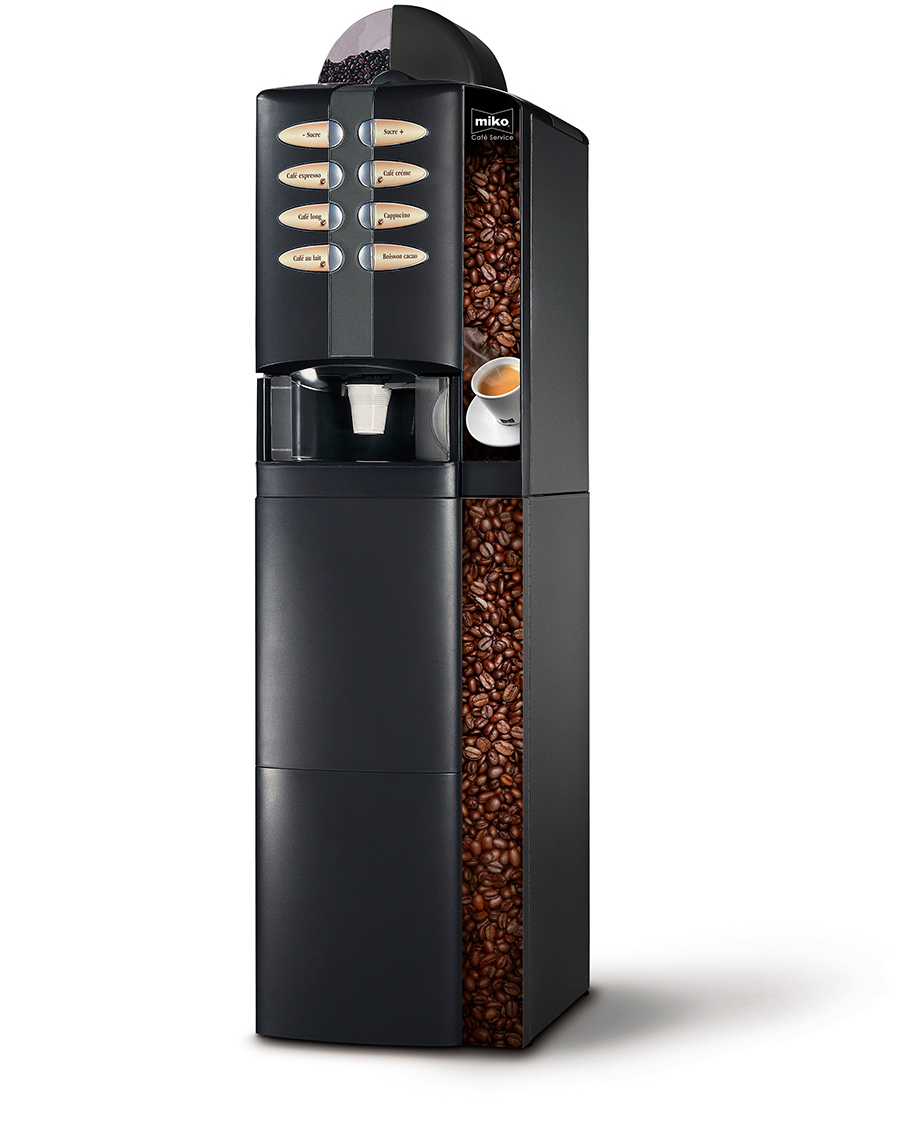 Packshot distributeur de café Miko – Studio Laudator Distributeur automatique de café Miko, vue complète