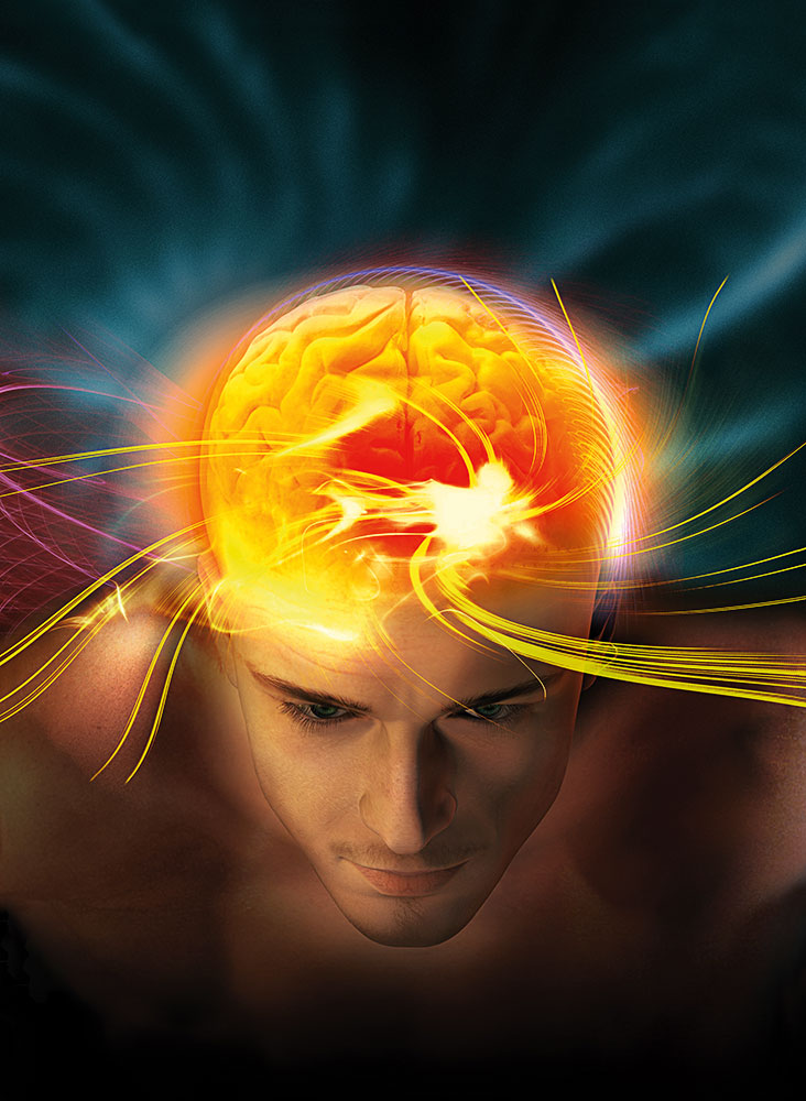 illustration-couverture-magazine-la-recherche-memoire Illustration scientifique du cerveau en lumière pour la couverture du magazine La Recherche sur la mémoire