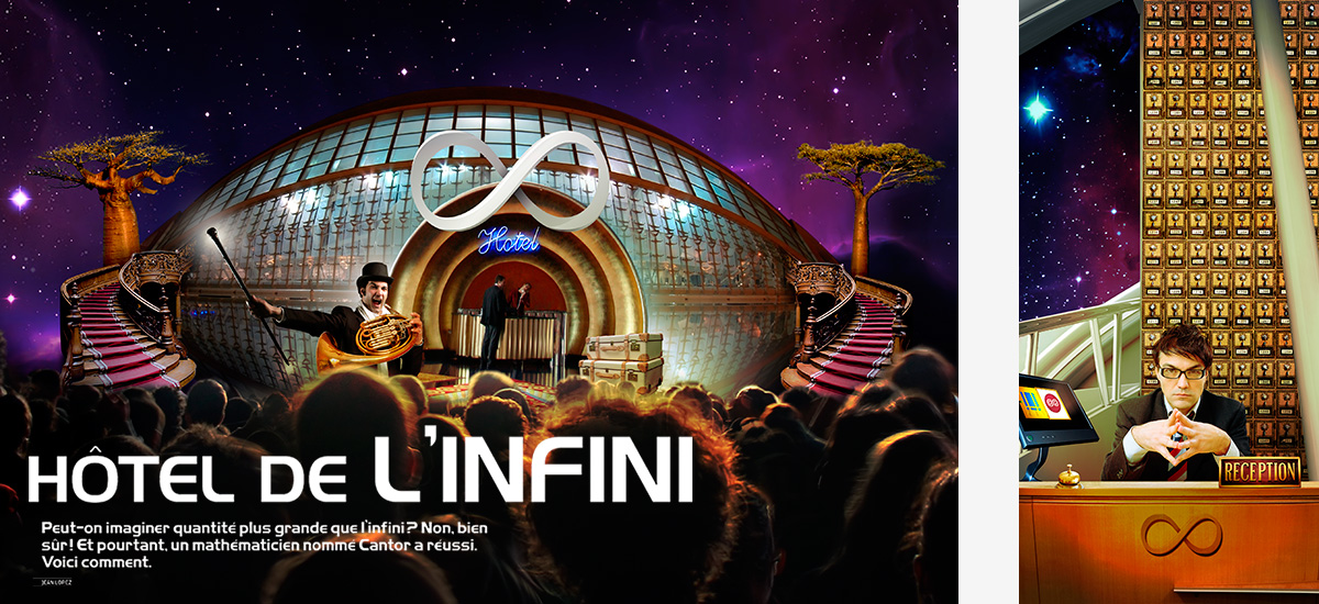Hôtel de l'infini – Illustration pour le magazine Science & Vie Junior Photomontages par le Studio Laudator de l'article « Hôtel de l’infini » pour le magazine Science & Vie Junior.