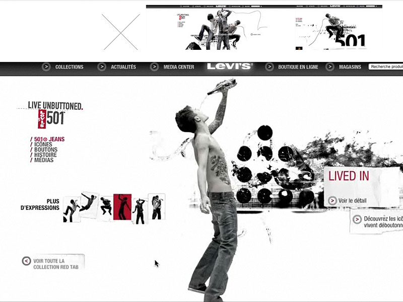 Photomontage Levi’s 501 Lived In, visuel de la campagne Live Unbuttoned.