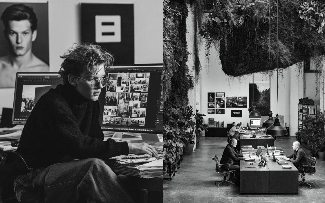 Juxtaposition d'un plan rapproché sur un visage concentré et d'un 