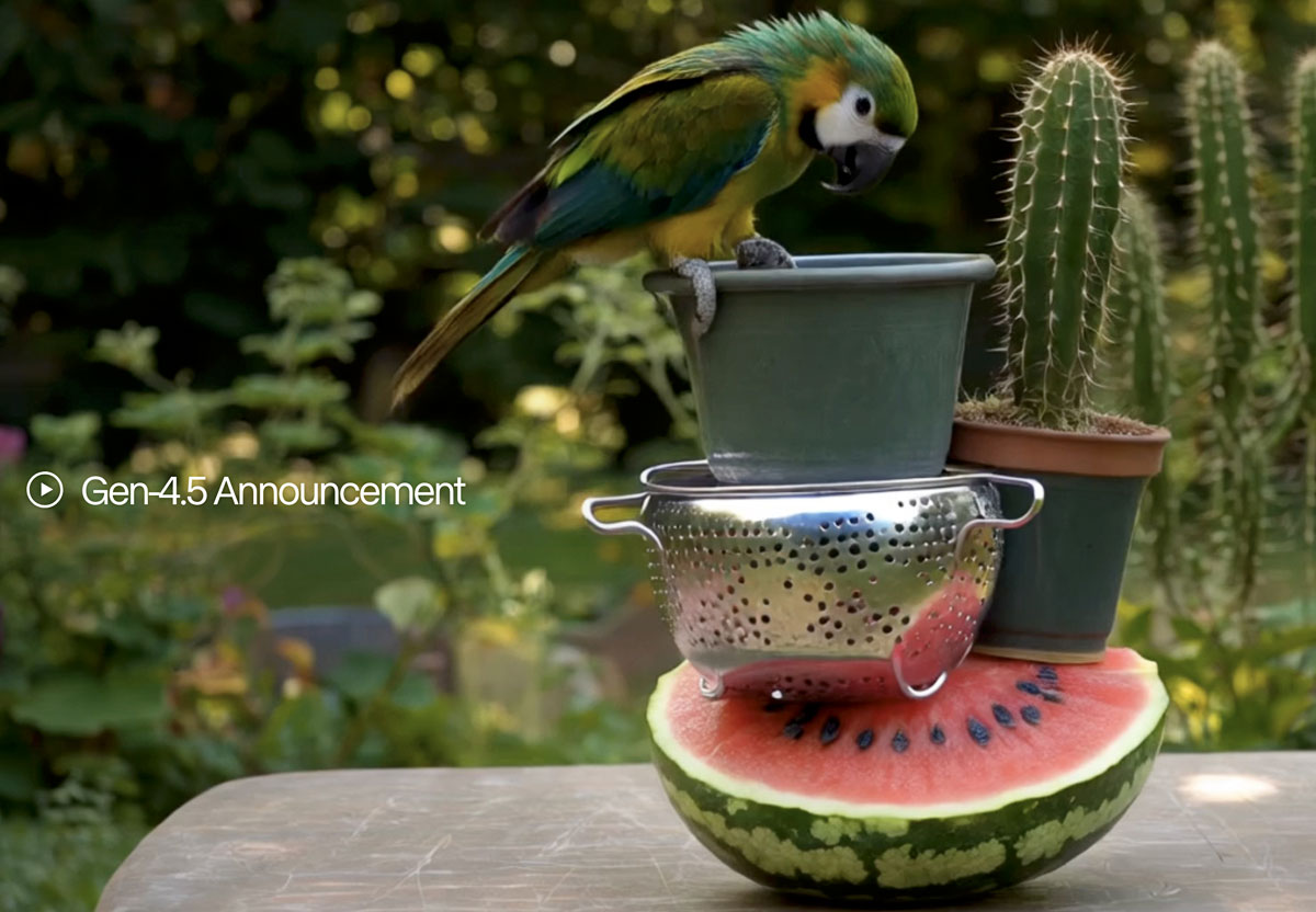 Capture d'écran vidéo générée avec Runway Gen-4.5 illustrant la cohérence des mouvements