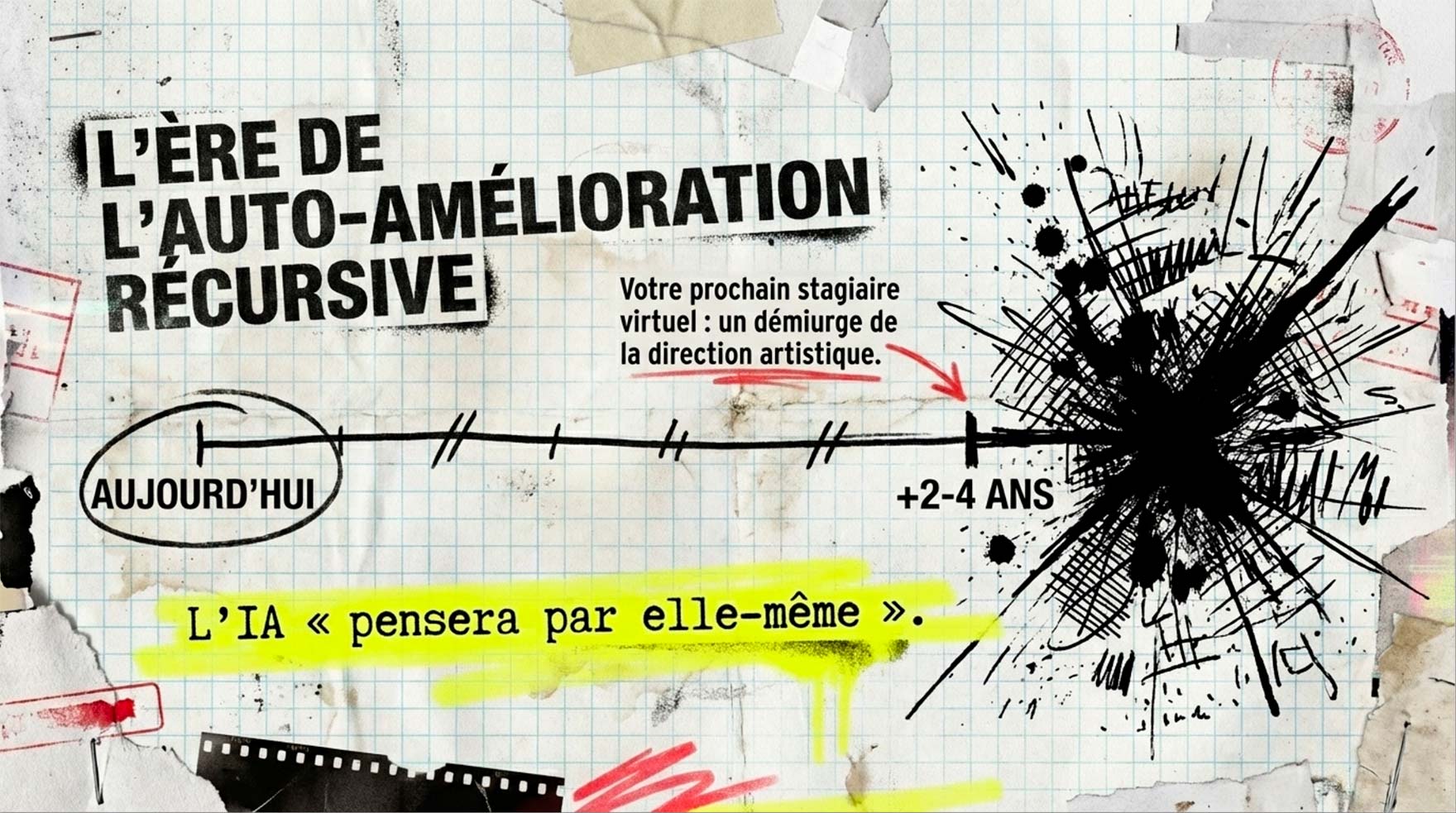 Chronologie montrant l'évolution vers une IA "demiurge" de la direction artistique d'ici 2 à 4 ans.